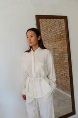 linen tie shirt set