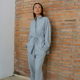 Linen Tie Shirt Set