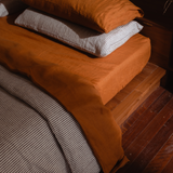 Cocoa Stripes Linen Duvet Cover Set (3 pcs)