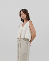 Stylish Linen Vest with Ties