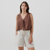 linen vest with ties