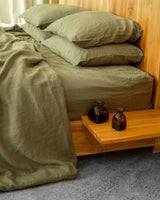 Cedar Green Linen Fitted Sheet