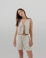 linen vest with ties