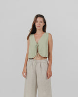 linen vest with ties