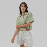 linen crop shirt