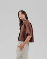 linen crop shirt