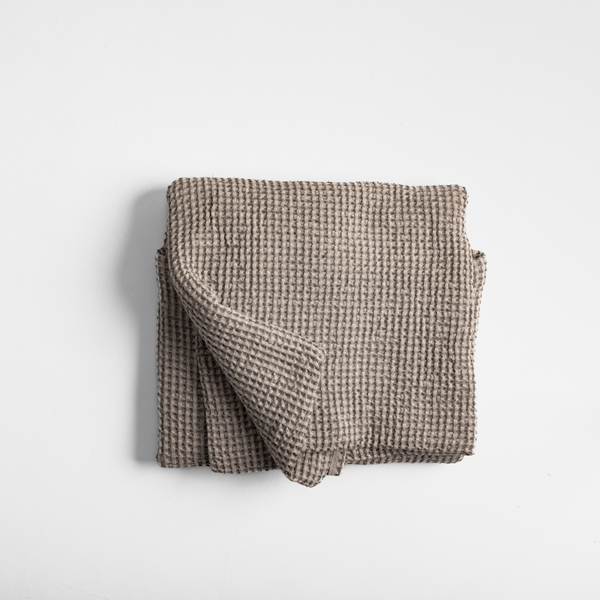 Flax linen waffle blanket