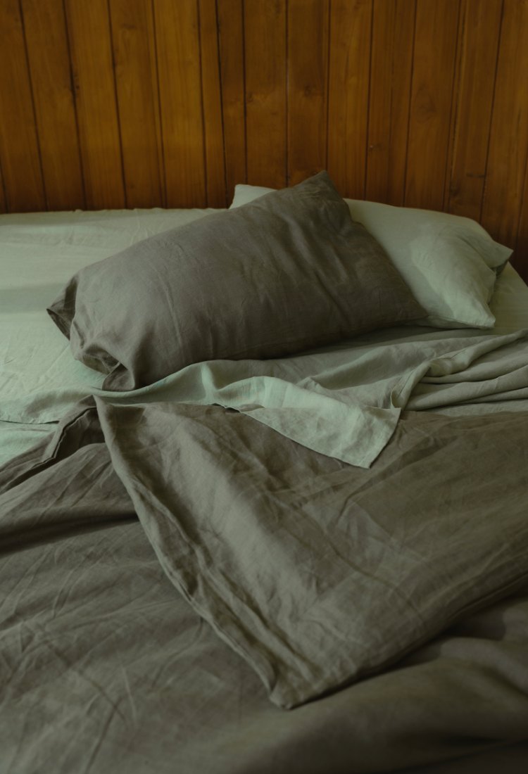Stonewashed French linen bedding, sewn in Bali