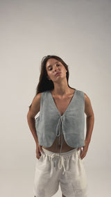 linen vest with ties