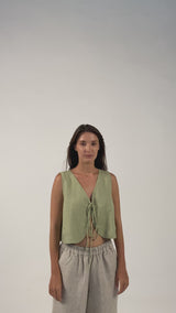 linen vest with ties