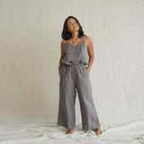 Charcoal Stonewashed Linen Long Pants