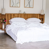 Buy White Linen Sheet Set 4 Pcs