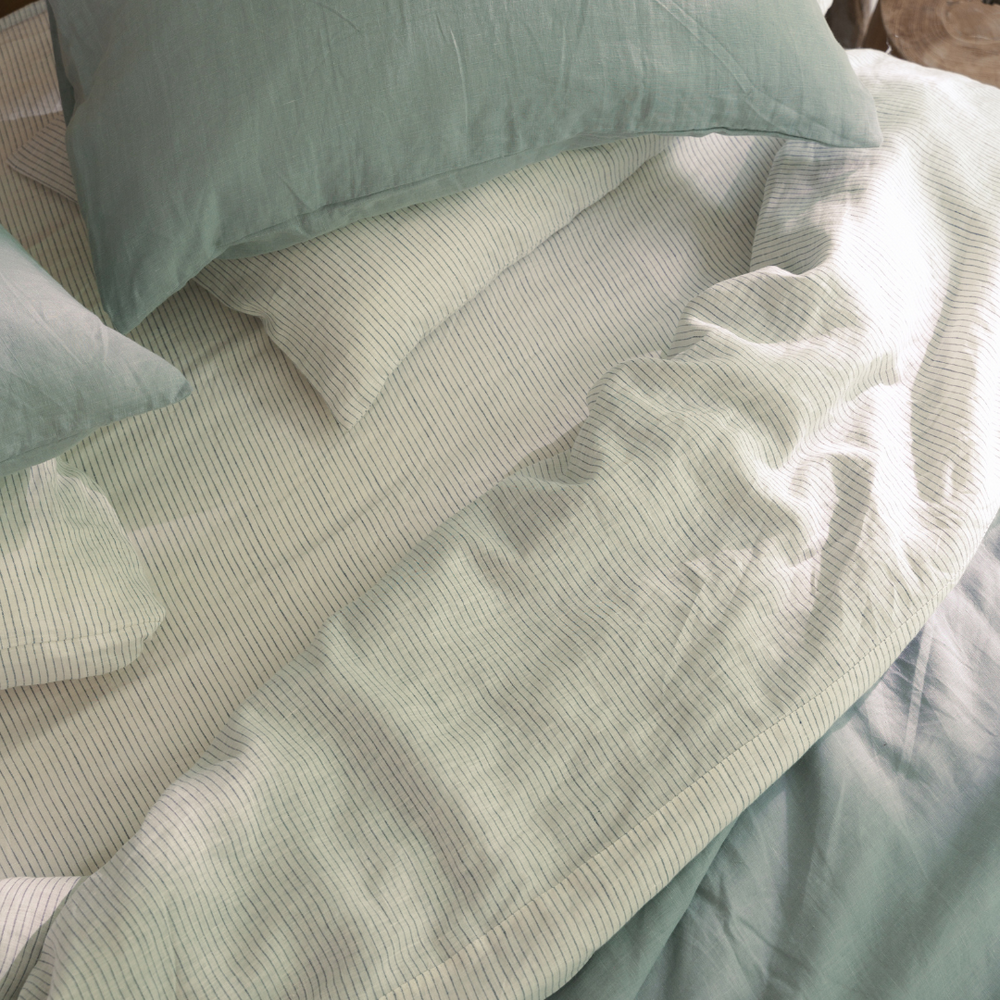 Pencilstripe Linen Fitted Sheet Set (3 pcs)