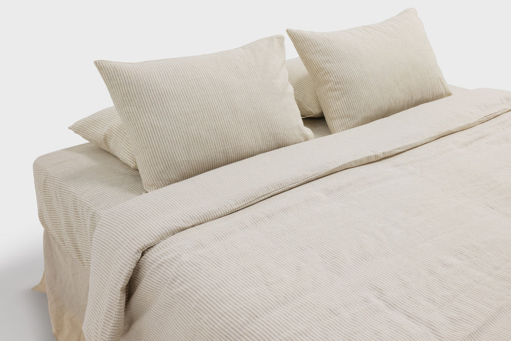 Pinstripe Linen Duvet Cover Set (3 pcs)