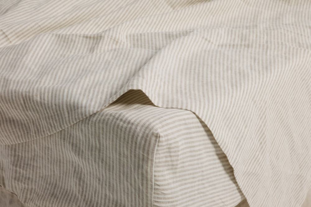 Pinstripe Linen Flat Sheet
