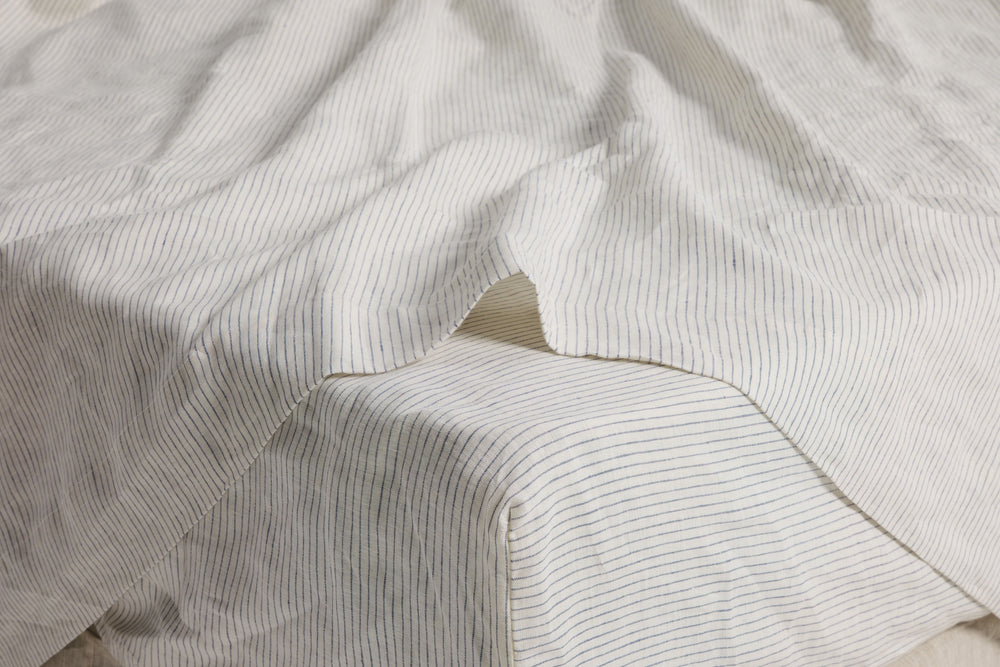 Pencilstripe Linen Fitted Sheet Set (3 pcs)