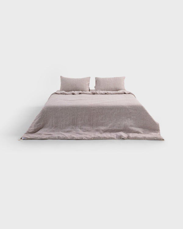 Cocoa Stripes Linen Bedding Set (4 pcs)