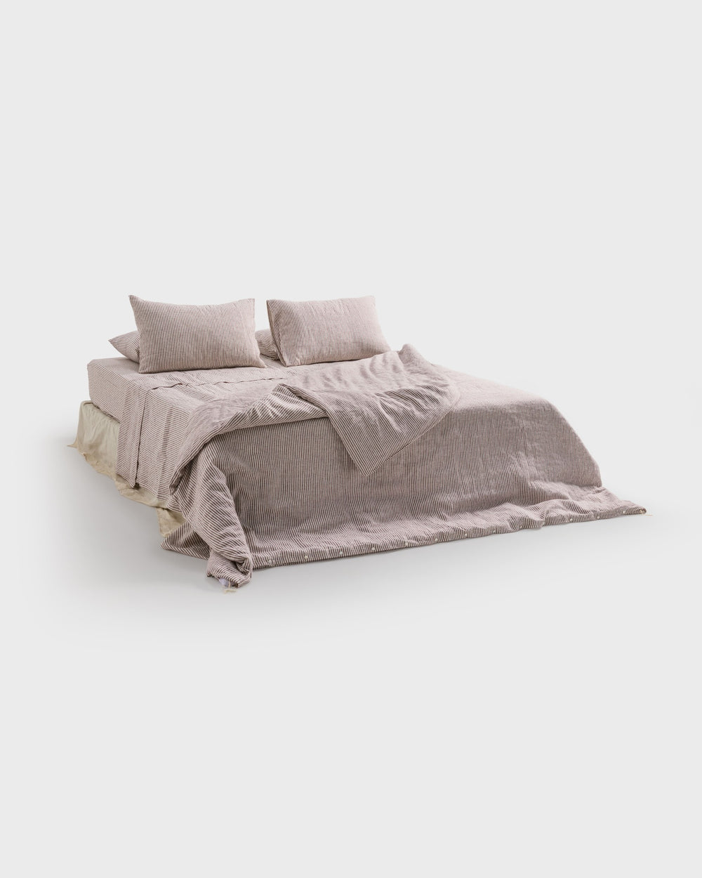Cocoa Stripes Linen Bedding Set (4 pcs)