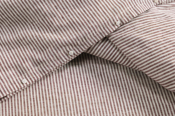 Cocoa Stripes Linen Duvet Cover Set (3 pcs)