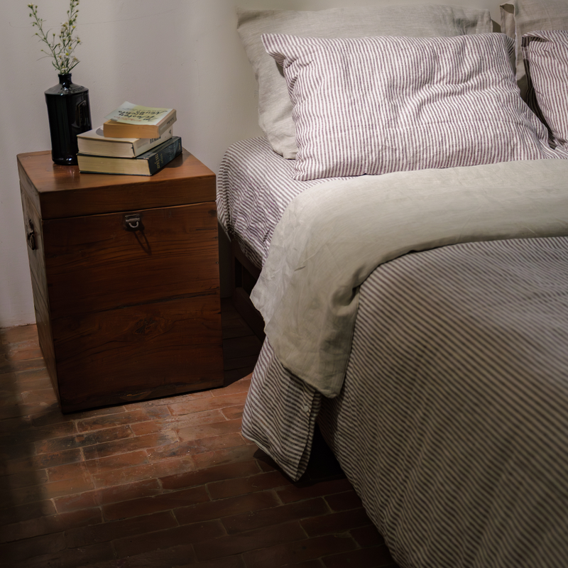 Cocoa Stripes Linen Sheet Set (4 pcs)