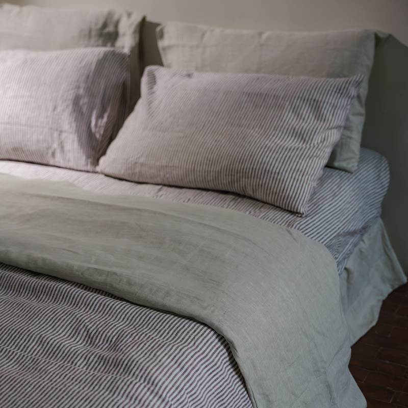 Cocoa Stripes Linen Sheet Set (4 pcs)