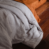 Cocoa Stripes Linen Bedding Set (4 pcs)