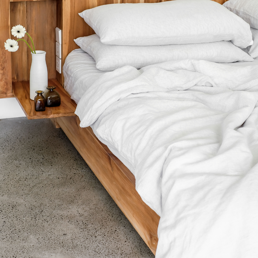 Pinstripe Linen Duvet Cover