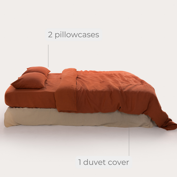 Clay Linen Duvet Cover Set (3 pcs)