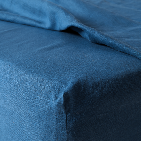 Indigo Linen Fitted Sheet Set (3 pcs)