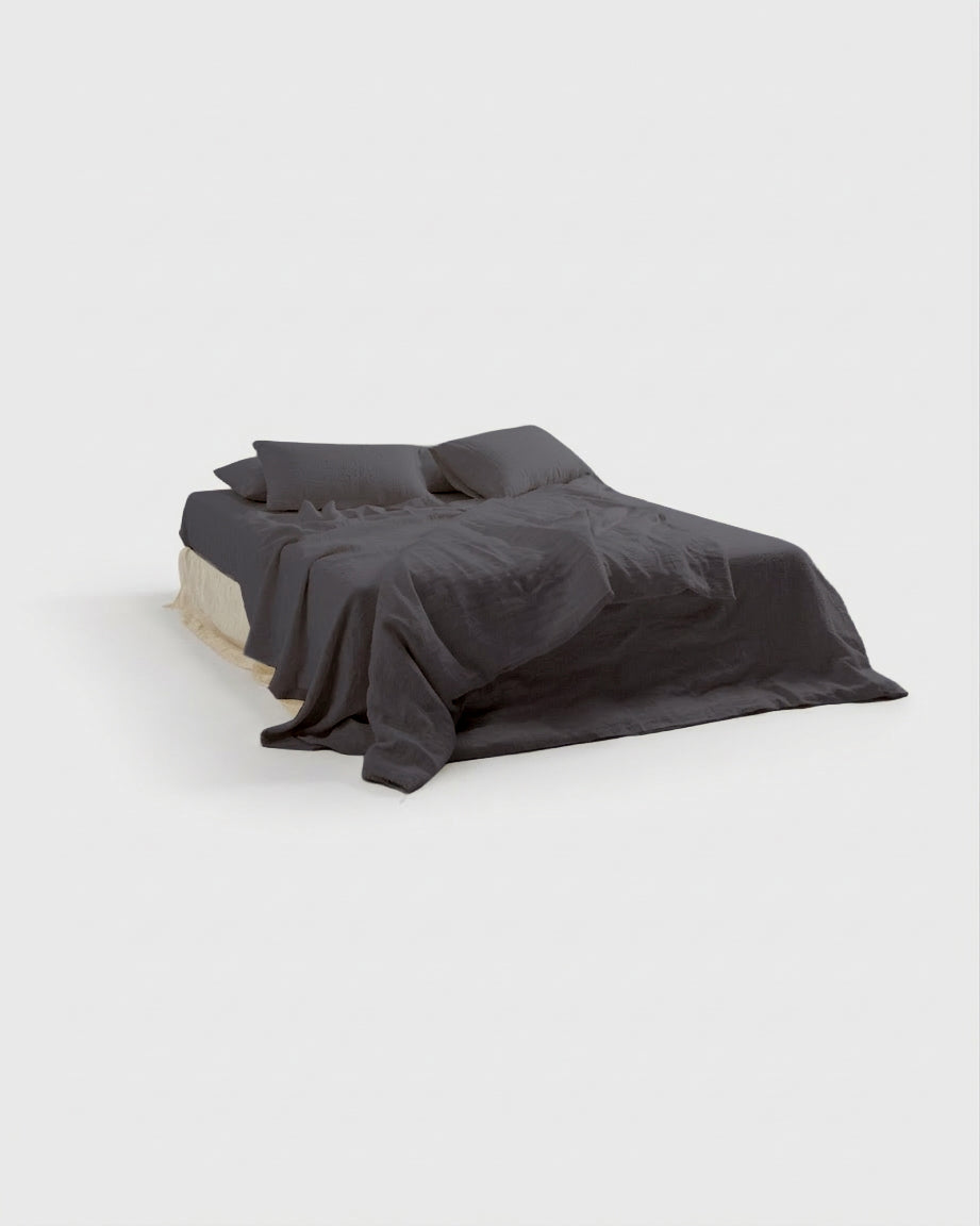 Charcoal Linen Duvet Cover Set (3 pcs)
