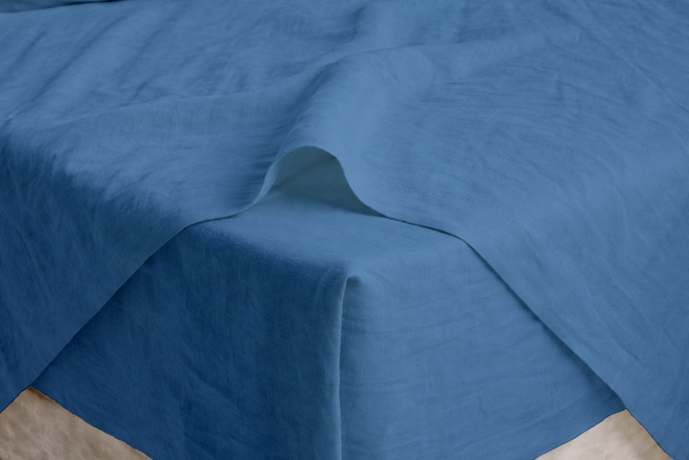 Indigo Linen Flat Sheet