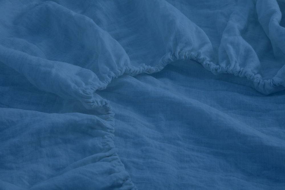 Indigo Linen Fitted Sheet Set (3 pcs)