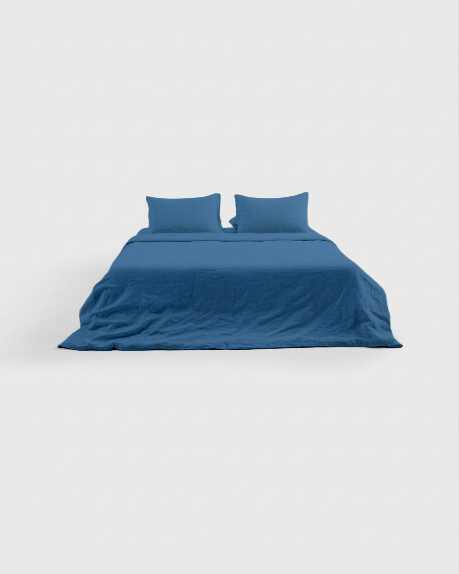 Indigo Linen Fitted Sheet Set (3 pcs)