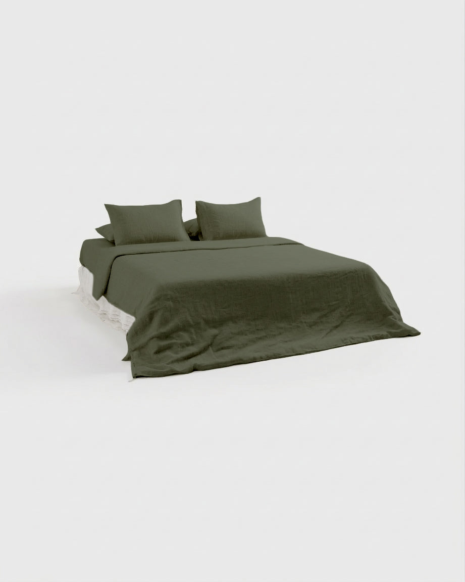 Cedar Green Linen Bedding Set (4 pcs)