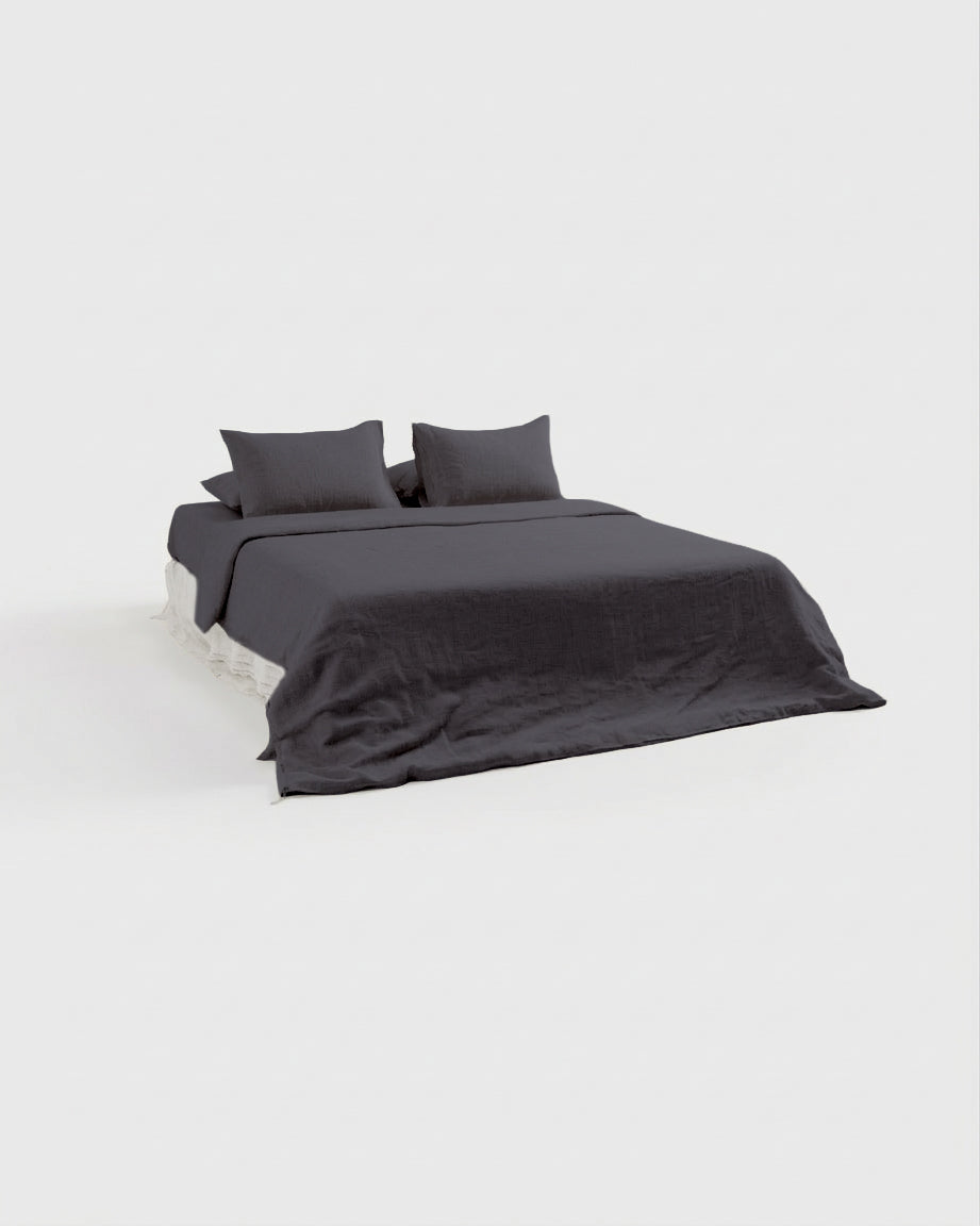 Charcoal Linen Duvet Cover Set (3 pcs)