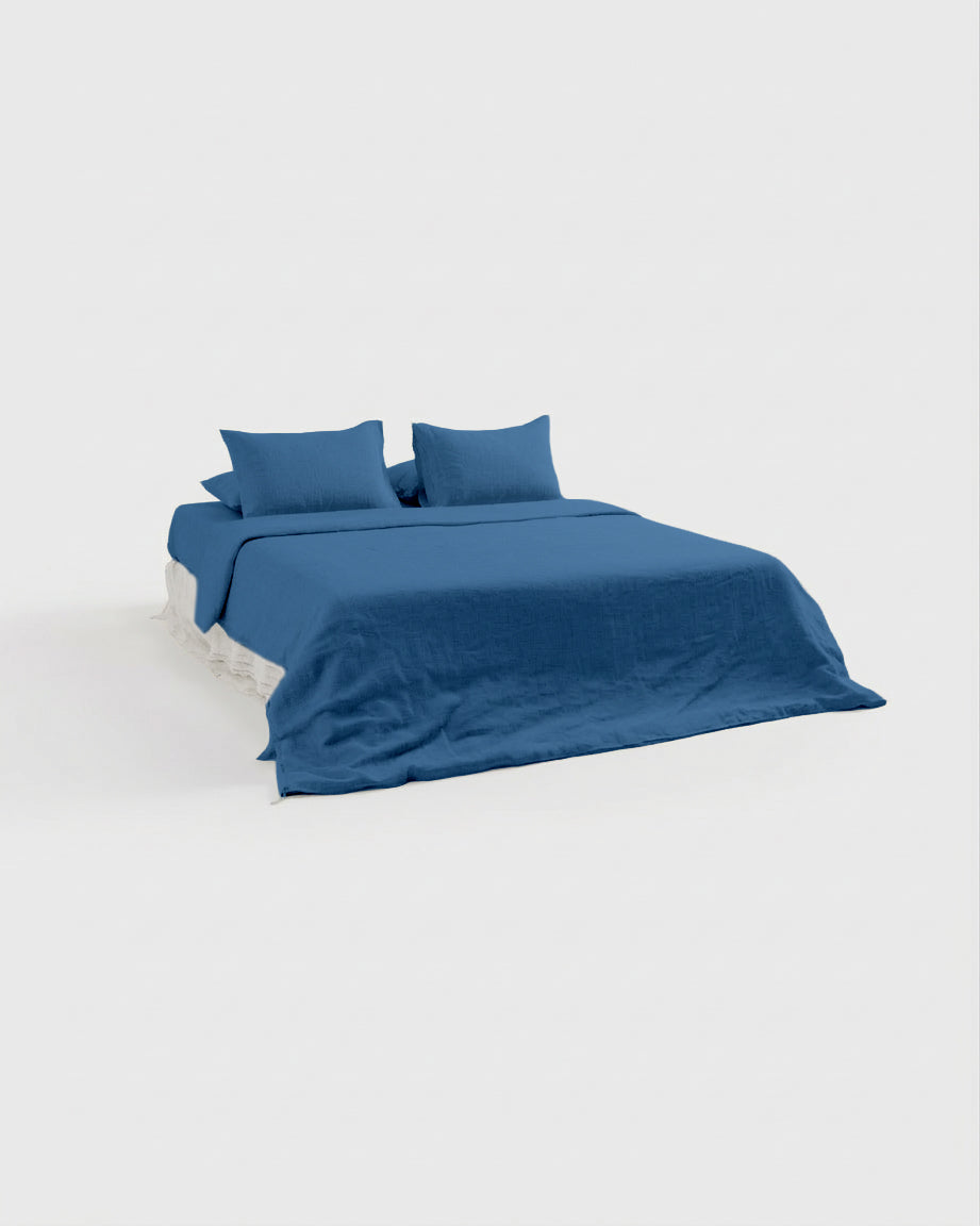 Indigo Linen Fitted Sheet Set (3 pcs)