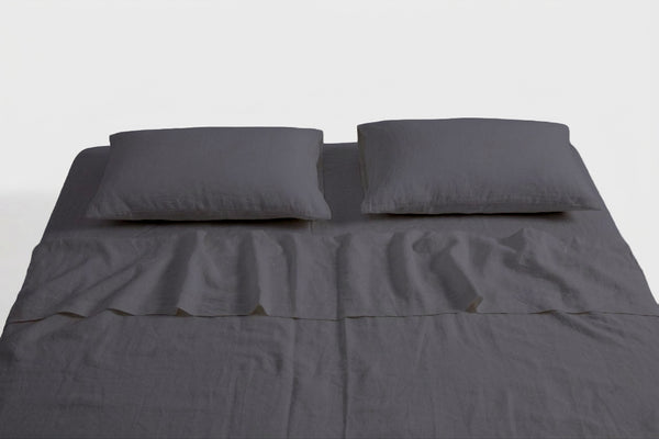 Charcoal Linen Sheet Set (4 pcs)