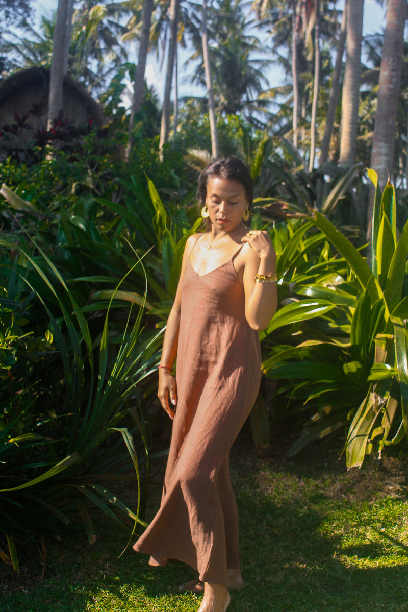 linen V dress