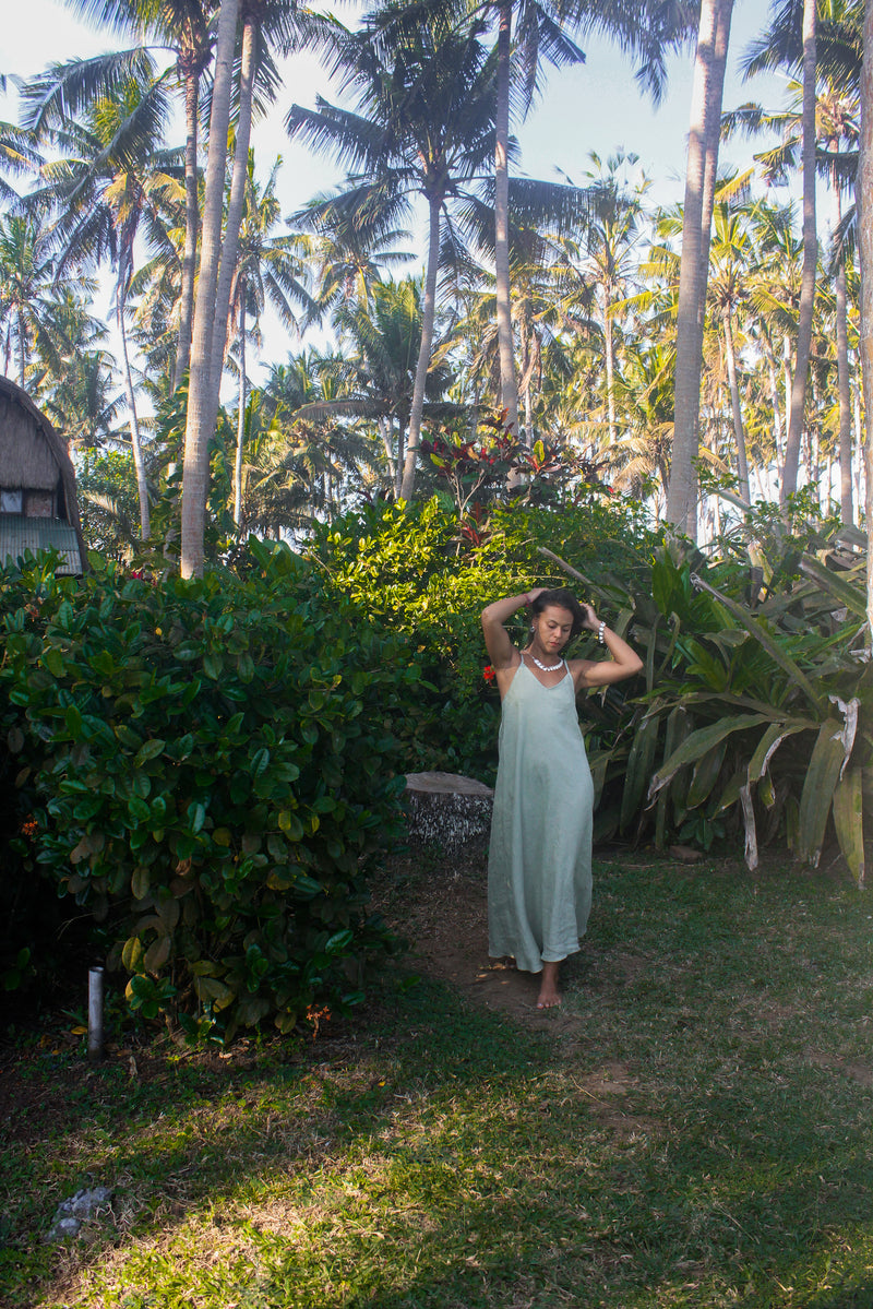 linen V dress
