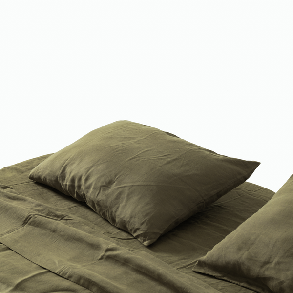 Olive Linen Sheet Set (4 pcs)