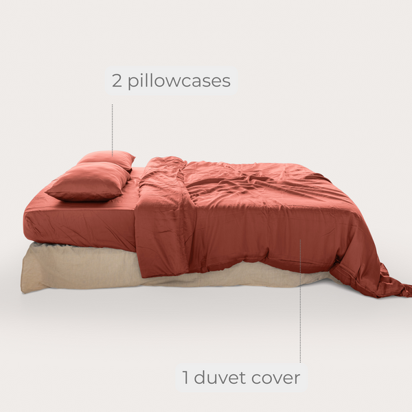 Peach Eucalyptus Duvet Cover Set (3 pcs)