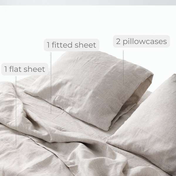 Pinstripe Linen Sheet Set (4 pcs)