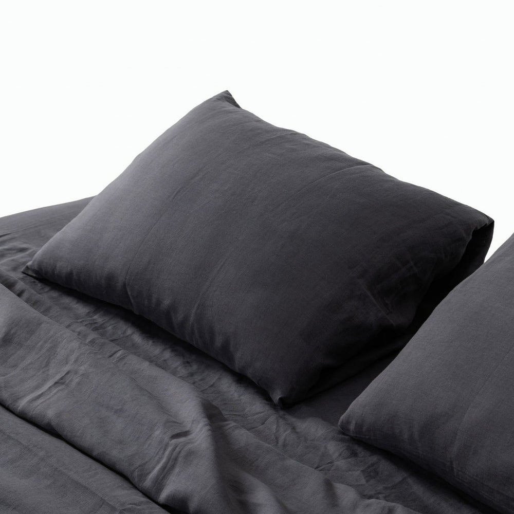 Charcoal Linen Fitted Sheet Set (3 pcs)