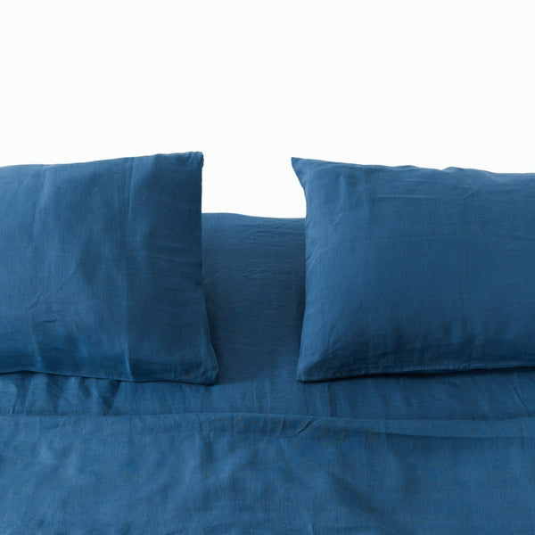 Indigo Linen Fitted Sheet Set (3 pcs)