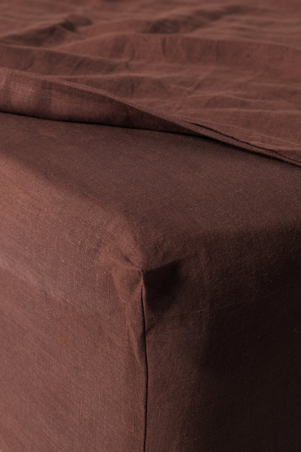Wood Linen Fitted Sheet
