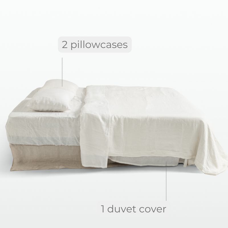 White Linen Duvet Cover Set (3 pcs)