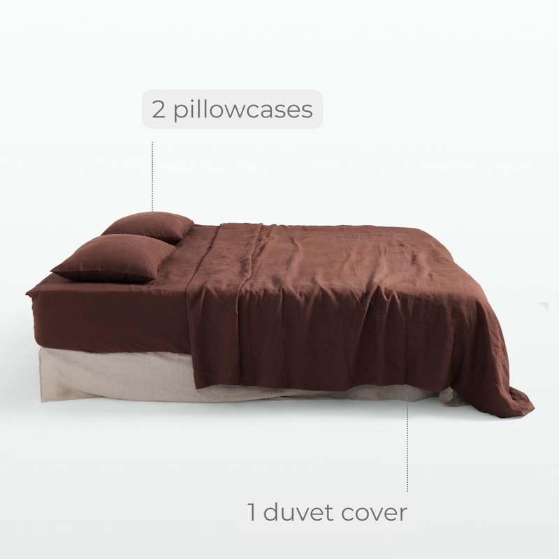 Wood Linen Duvet Cover Set (3 pcs)