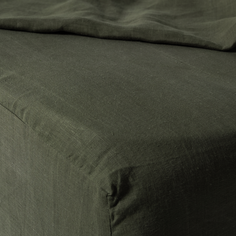 Cedar Green Linen Fitted Sheet Set (3 pcs)