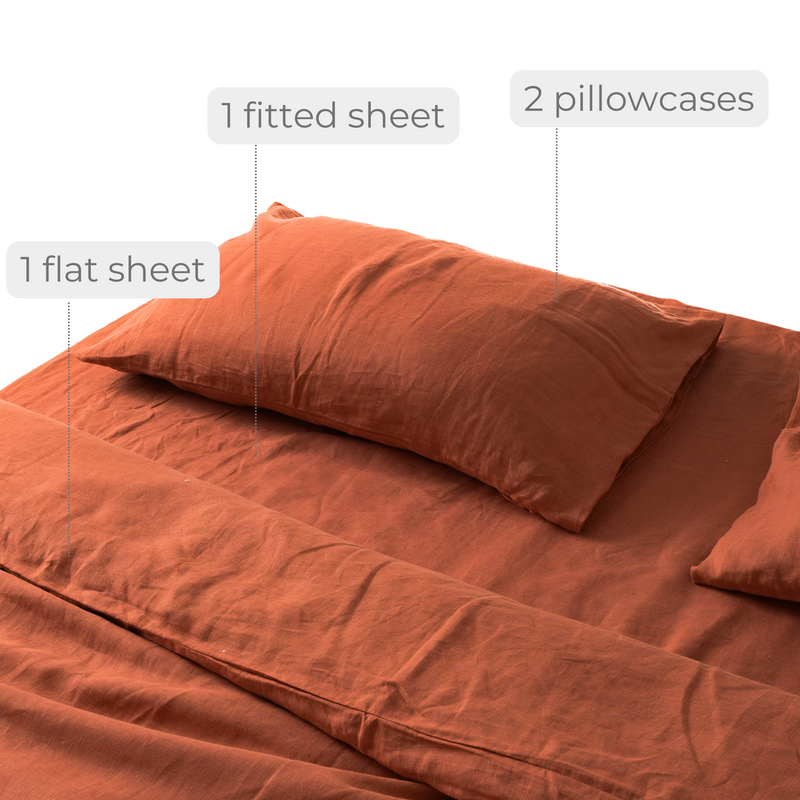 Clay Linen Sheet Set (4 pcs)