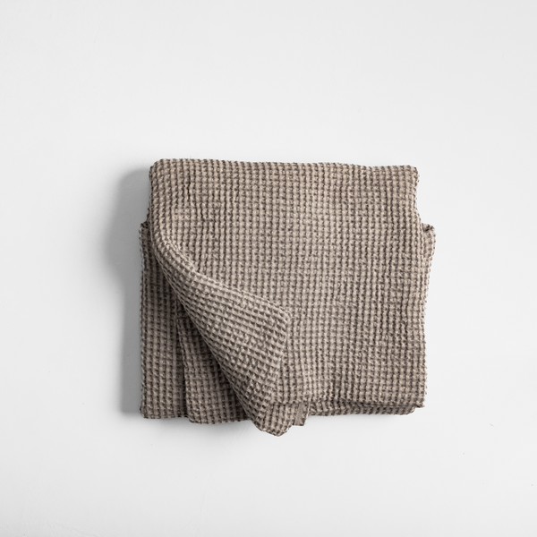 Flax Linen Waffle Blanket